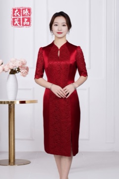婚宴V领醋酸旗袍