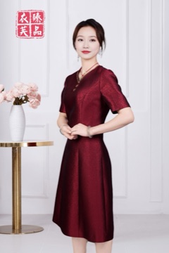 婚宴V领钉珠连衣裙
