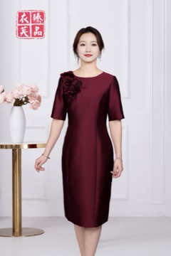 婚宴圆领雕花连衣裙