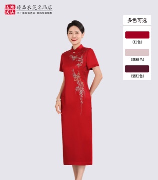 中式典雅风醋酸连衣裙