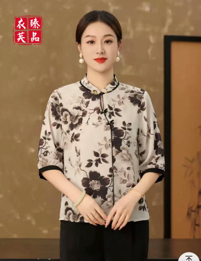 中式中袖七分袖上衣