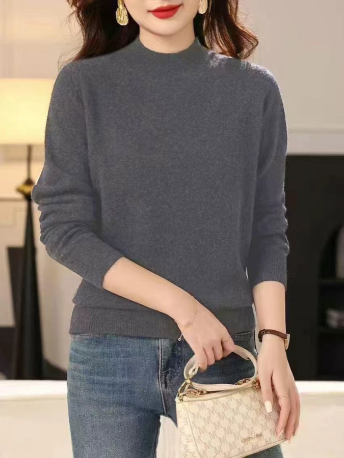 女士单层半高领山羊绒衫